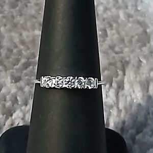 925 Sterling Silver Clear CZ Row Band Ring - White